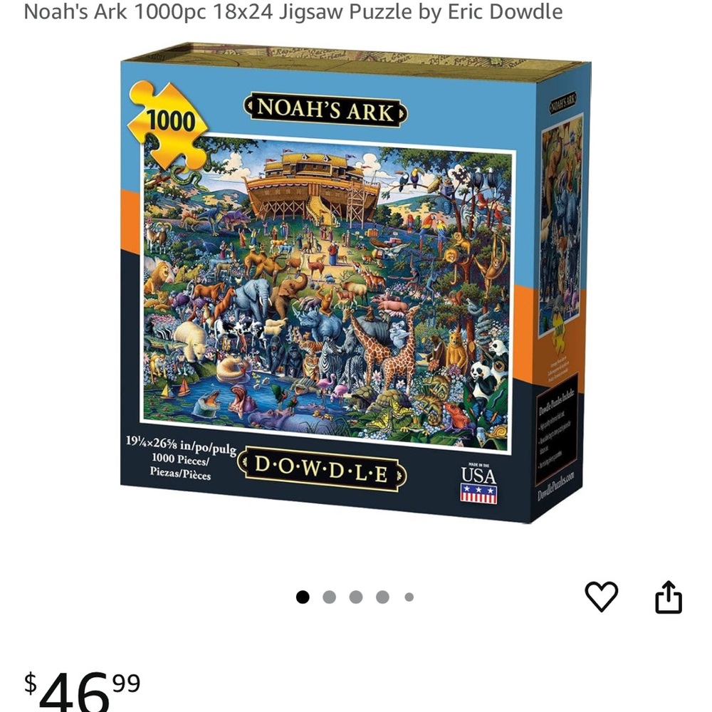 Dowdle Folk Art Noah's Ark 1000 Piece Jigsaw Puzzle